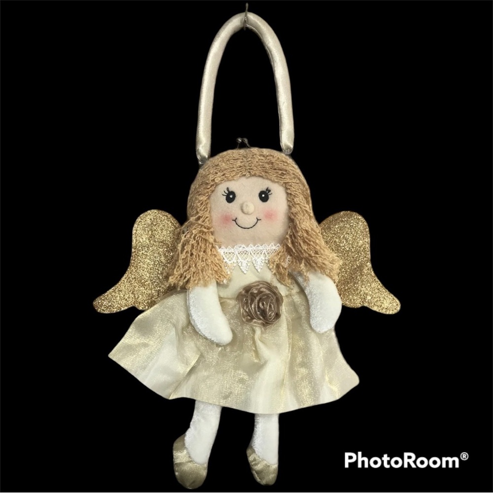 Angel Plush Doll with Yarn Hair Purse Handbag for Girls Metallic‎ Wings Cherubim